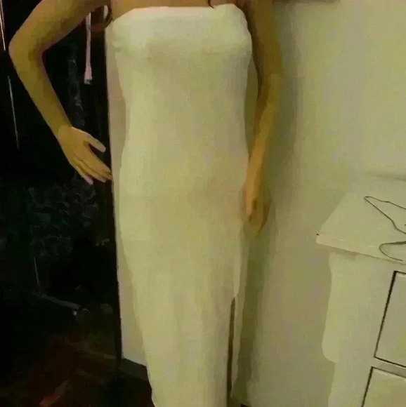 Fashion Nova lightweight beach summer side slit strapless knit dress  L - Picture 1 of 4